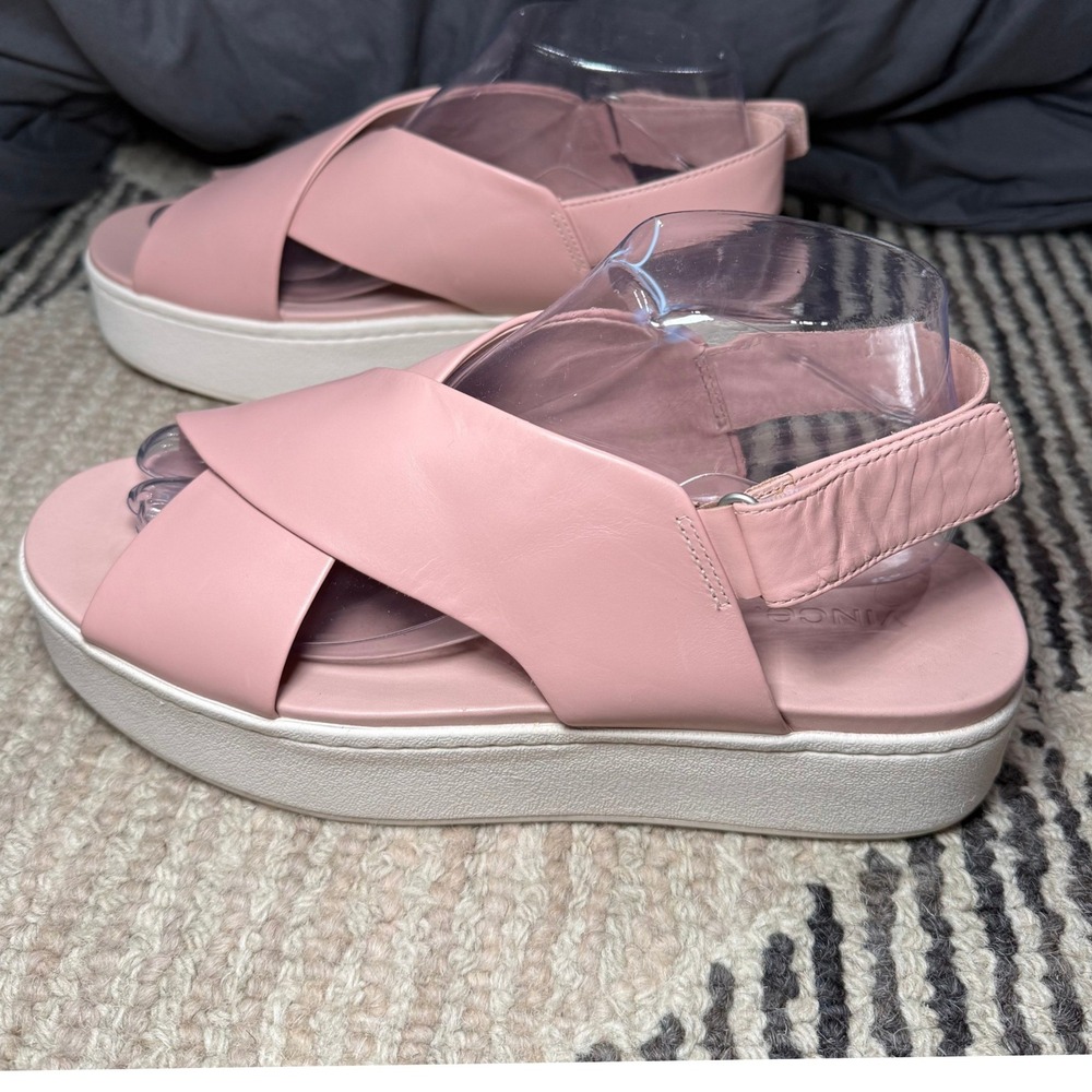 Vince Womens‎ Leather Weslan Platform Ankle Strap Sandals Pink Size 9M